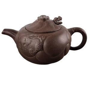Nixing Teapot Zisha Clay 12oz Teapot Purple Clay Chinese Dragonhead moves